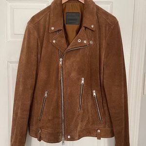 Allsaints Men’s Neko Suede Biker Jacket - Brown Tan - size XL - LIKE NEW